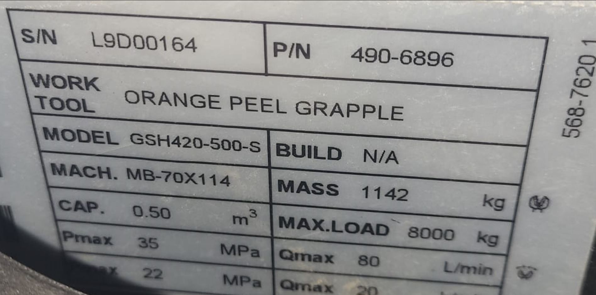 ORANGE PEEL GRAPPLE CAT  GSH420-500-S